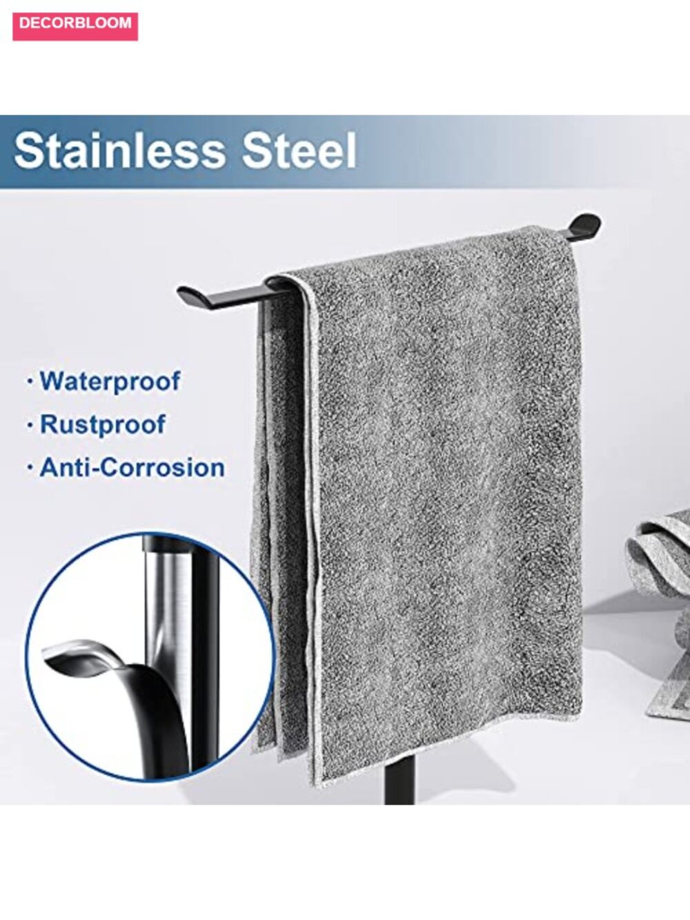 Stainless Steel T-Shaped Hand Towel Holder Stand for Countertops Bathroom - Picture 2 of 6